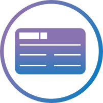 Insurance card icon in a blue circle.